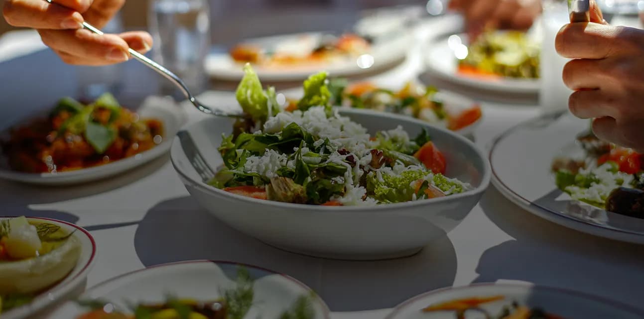 Photo of fine dining on a table in a restaurant