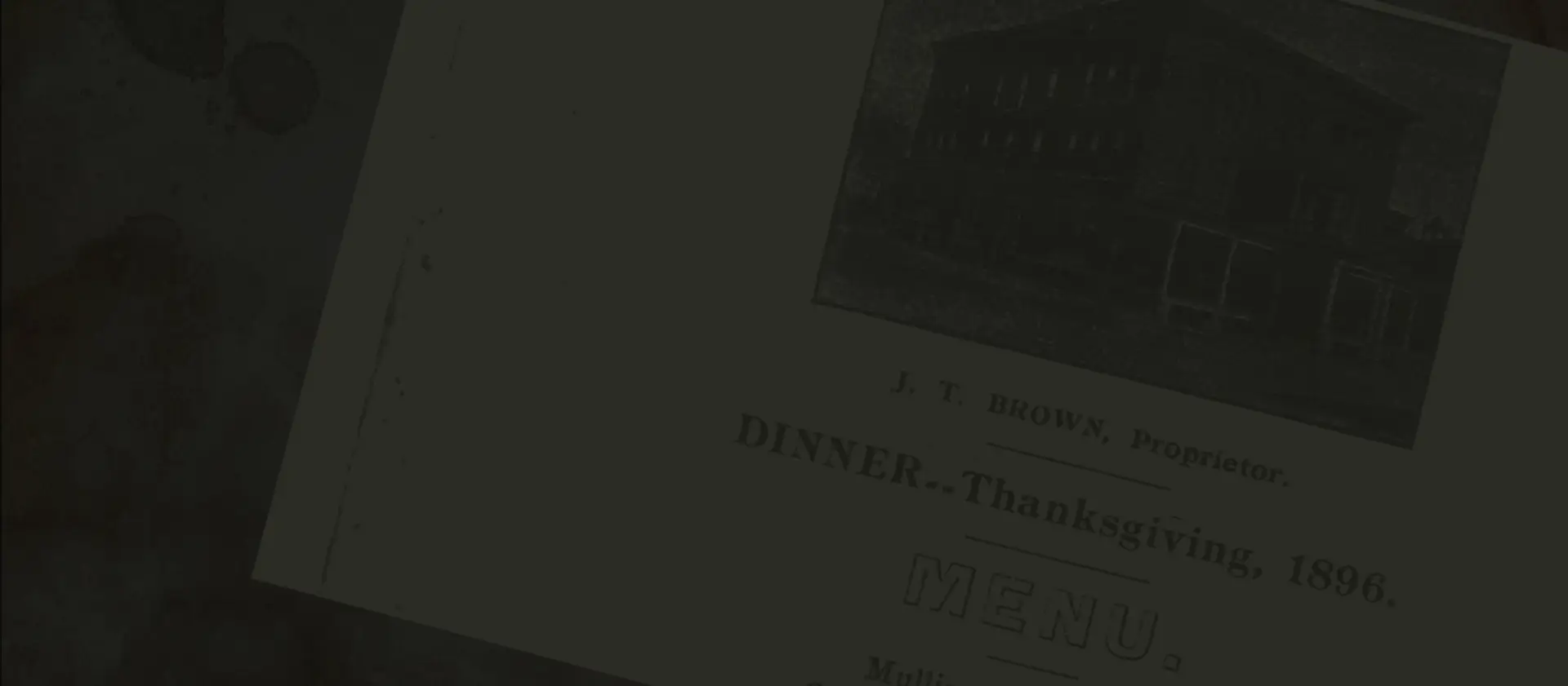 Background photo of a very old menu from The Social restaurant